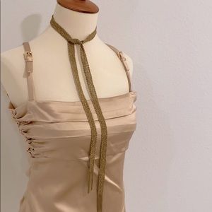 Italian scarf necklace. Gold plate over silver.